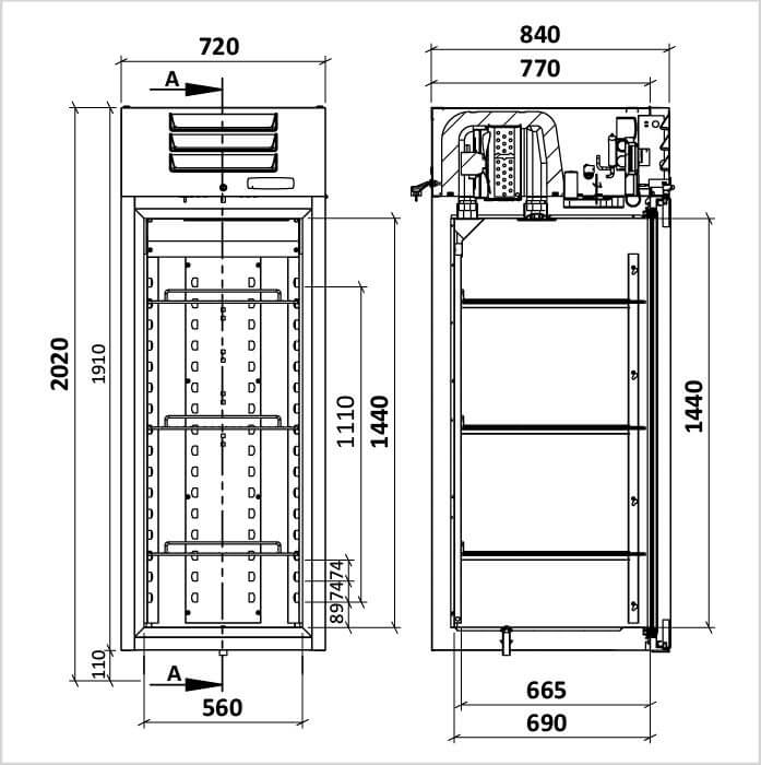 FORS Gastronomie-Gefrierschrank Volltür Edelstahl GN 2/1 GFV 700 ES