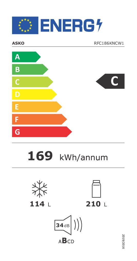 Energieetikette Kühl-Gefrierkombination RFC 186 KNCW1