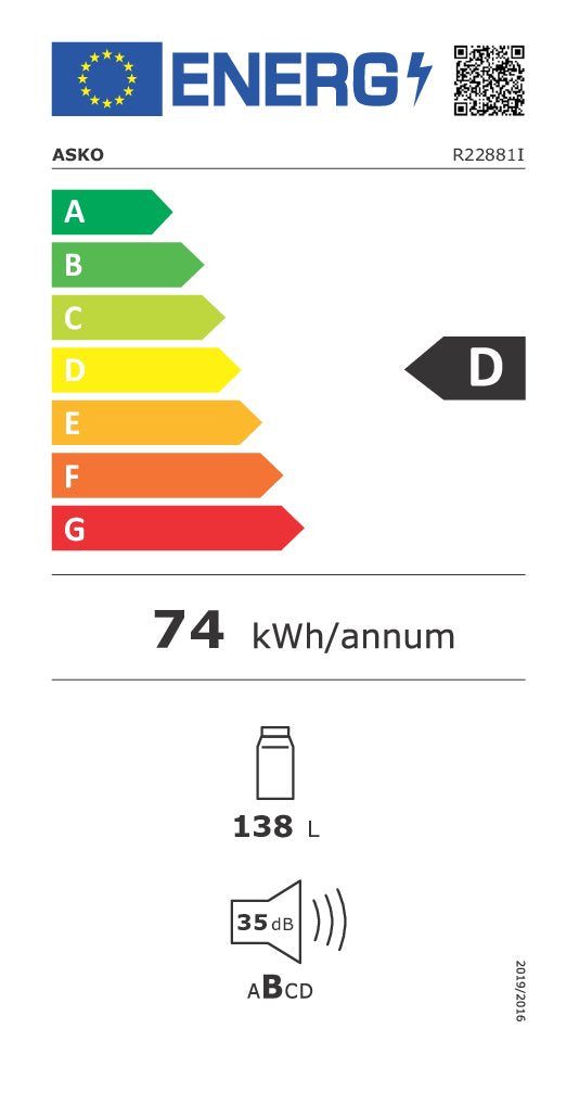 Energieetikette Unterbaukühlschrank R 22881 I