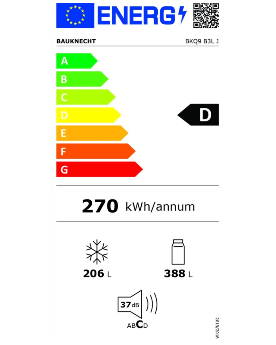 Energieetikette Bauknecht BKQ9 B3L J Active Quattro