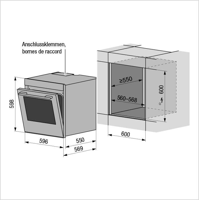 FORS Backofen F-XXT 60-1 W Masszeichnung