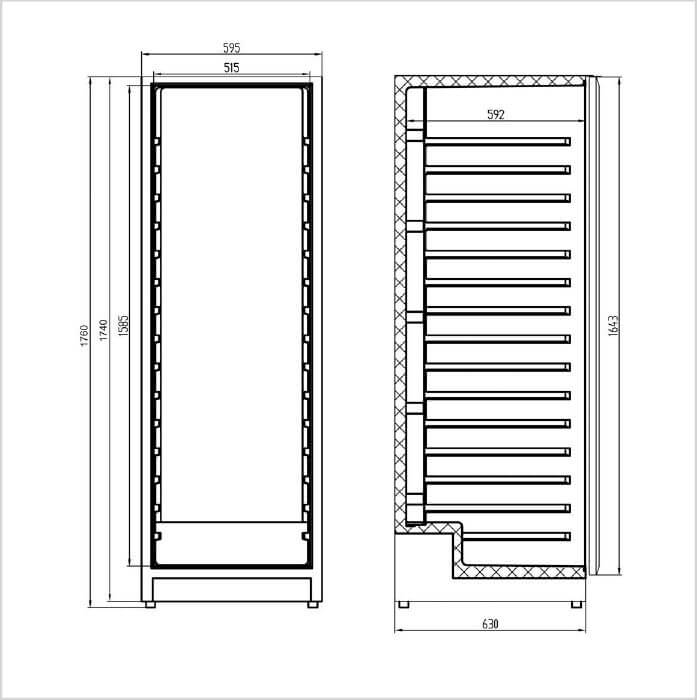 FORS Weintemperierschrank Glastür schwarz/Edelstahl 1 Zone VS 176165 GES