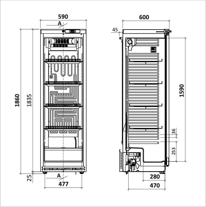 FORS Gewerbe-Kühlschrank Volltür weiss CCV 400 W