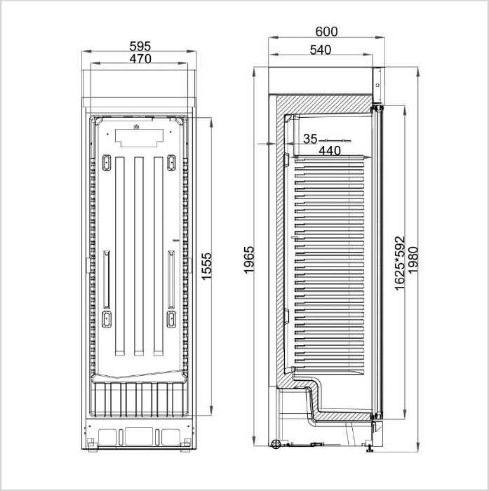 FORS Getränke-Kühlschrank Glastür/Display schwarz BCDV 4000 NG