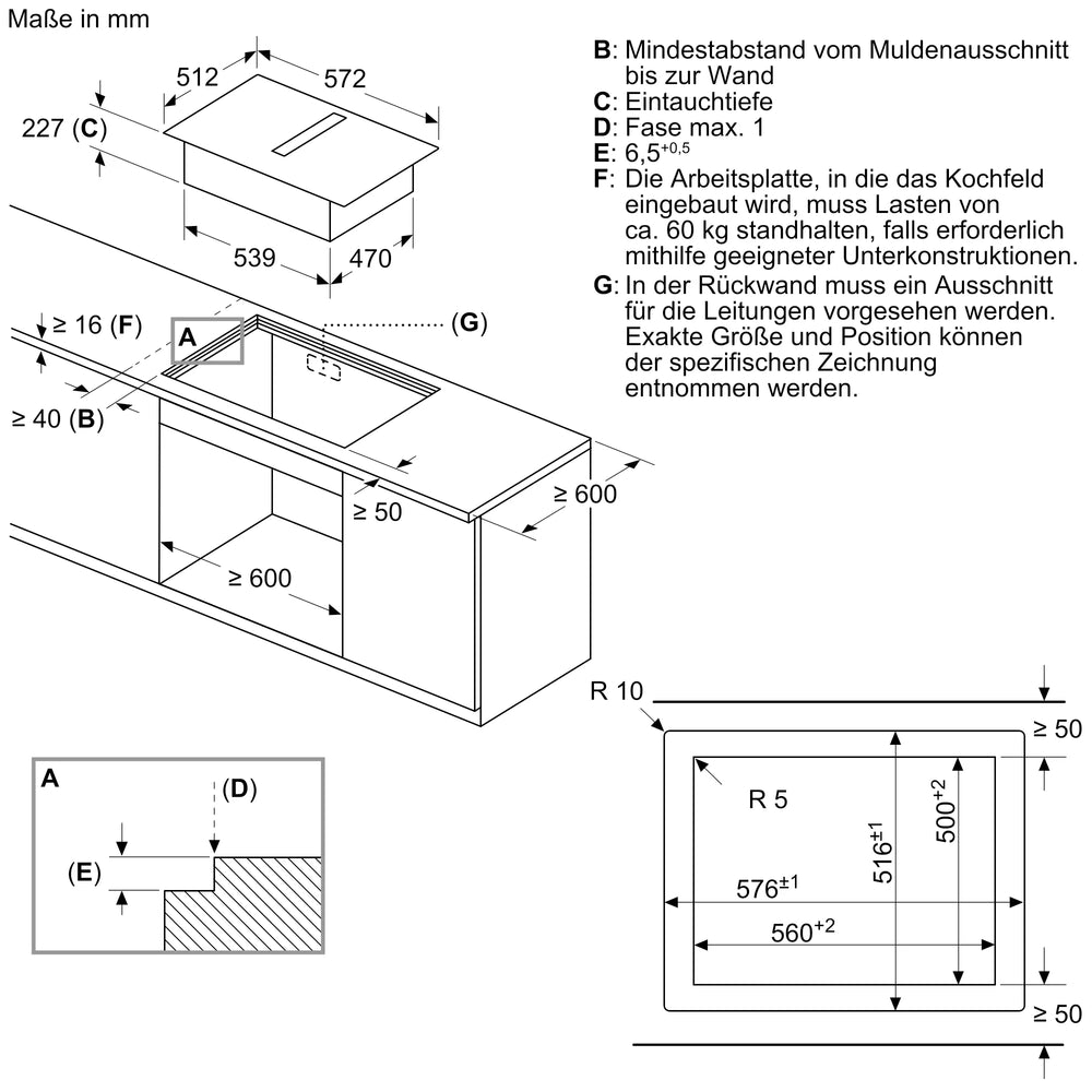 Siemens EH601BE15E Masszeichnung
