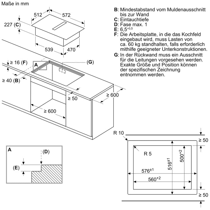 Siemens EH601BE15E Masszeichnung
