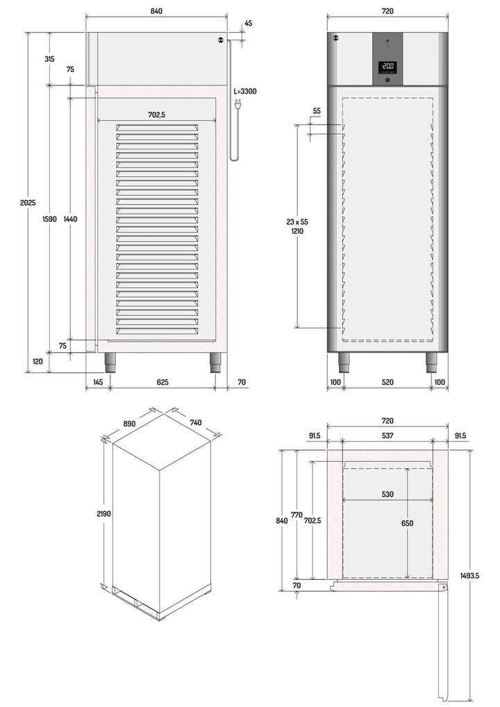 ILSA Gastronomie-Kühlschrank Volltür Edelstahl GN 2/1 GCV 540 ES