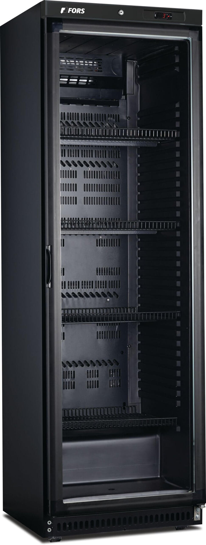 FORS Gewerbe-Kühlschrank Glastür schwarz CCV 400 NG