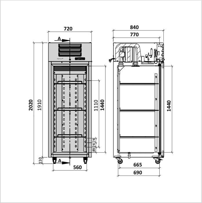 FORS Gastronomie-Kühlschrank Volltür Edelstahl GN 2/1 GCV 700 ES