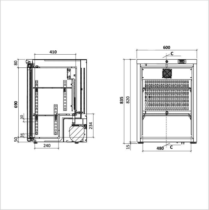 FORS Gewerbe-Kühlschrank Volltür weiss CCV 150 W