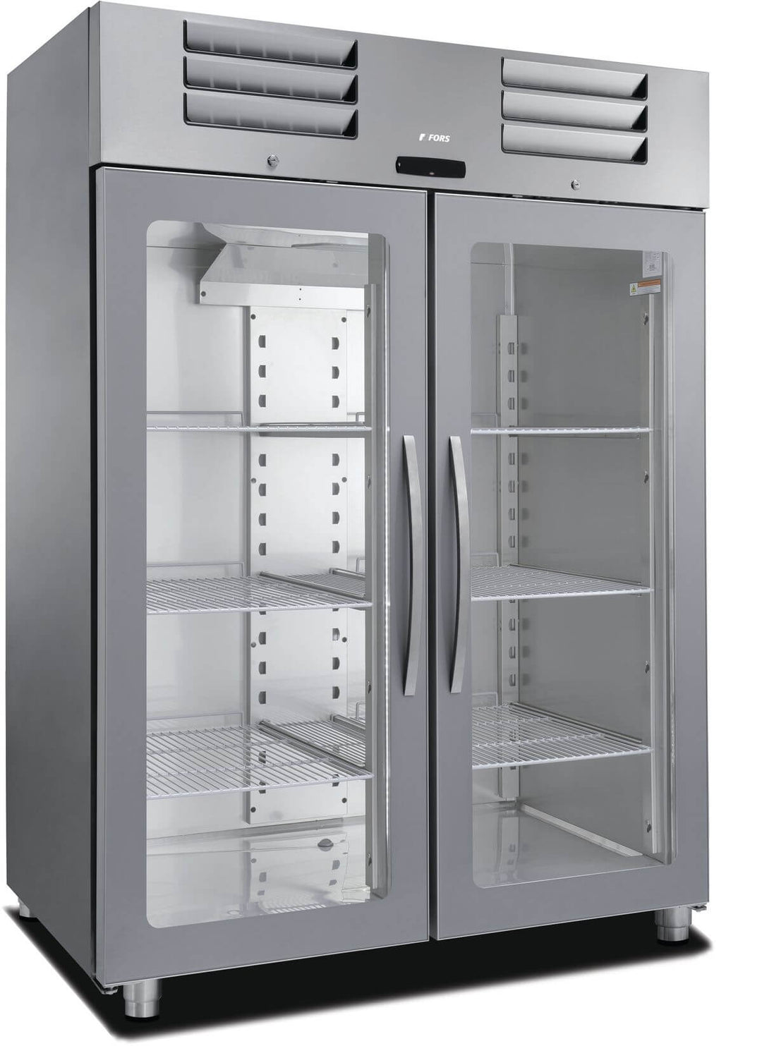FORS Gastronomie-Kühlschrank doppelte Glastür Edelstahl GN 2/1 DGCV 1400 GES