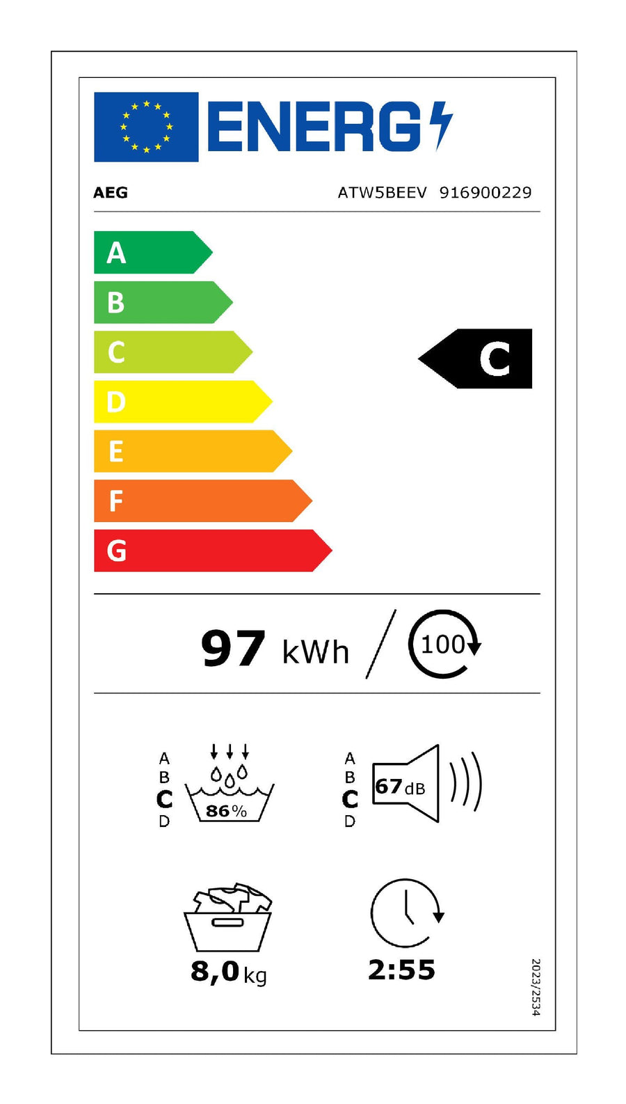 Energieetikette AEG Wärmepumpentrockner ATW5BEEV