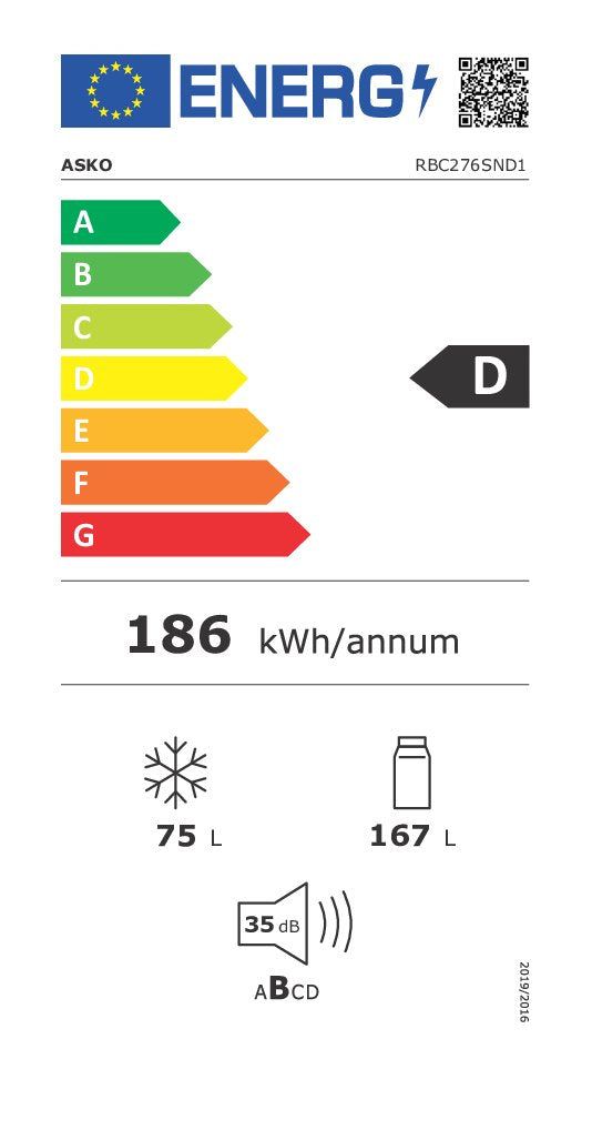 Energieetikette Kühl-Gefrier-Kombination RBC 276 SND1