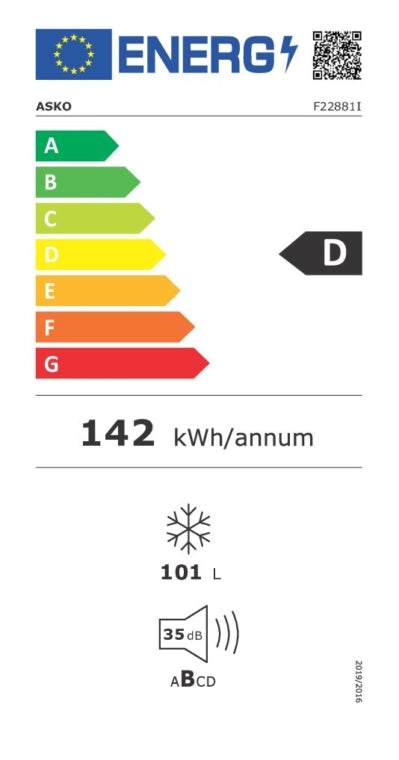 Energieetikette Unterbaugefrierschrank F 22881 I