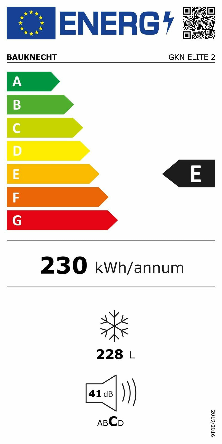 Energieetikette Bauknecht Gefrierschrank GKN ELITE 2