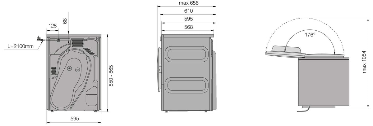 Einbauzeichnung mit Massen ASKO TDC1771H T