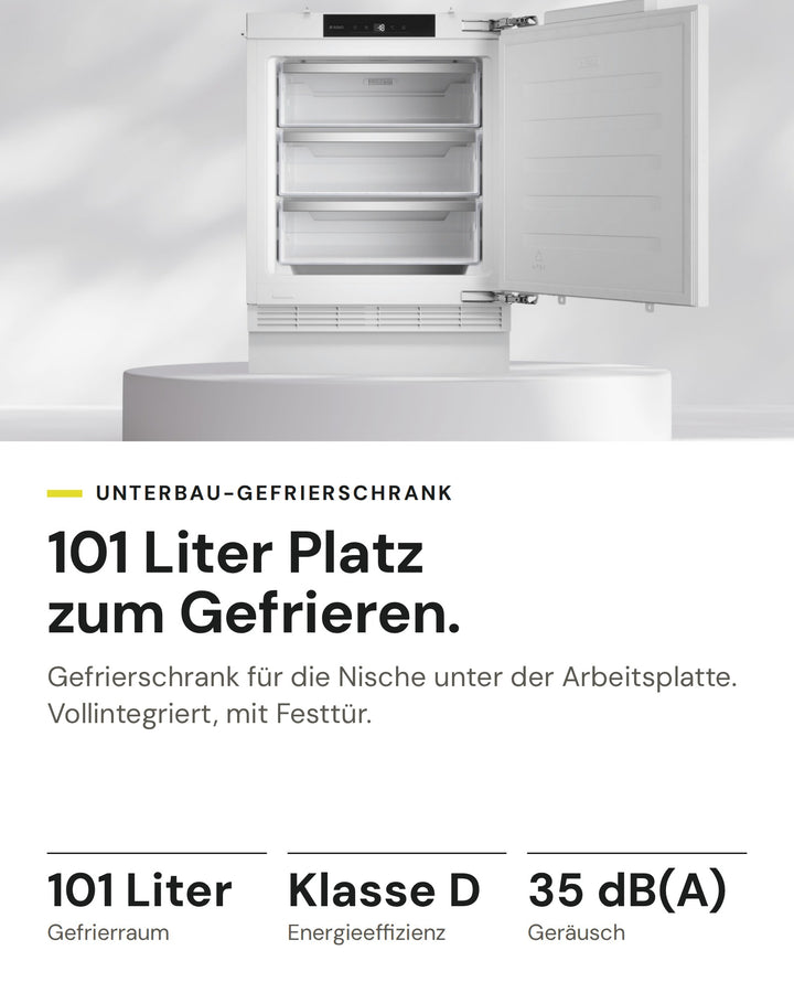 ASKO Gefrierschrank F 22881 I auf einen Blick: Gefrierraum 101 Liter, Energieeffizienz Klasse D, Geräusch 35 dB(A)