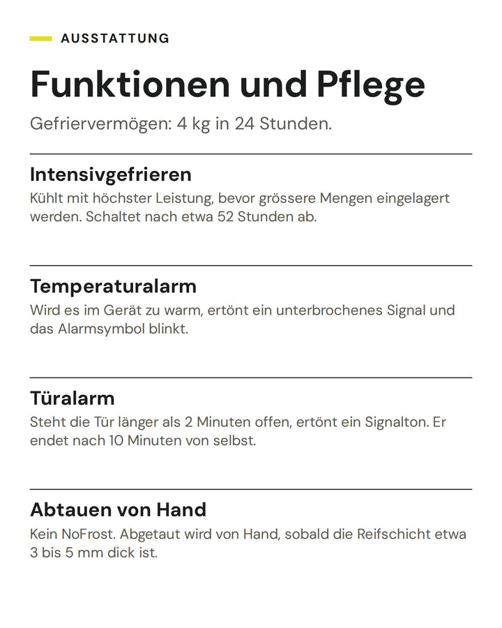 ASKO Gefrierschrank F 22881 I: Intensivgefrieren, Temperaturalarm, Türalarm, Abtauen von Hand