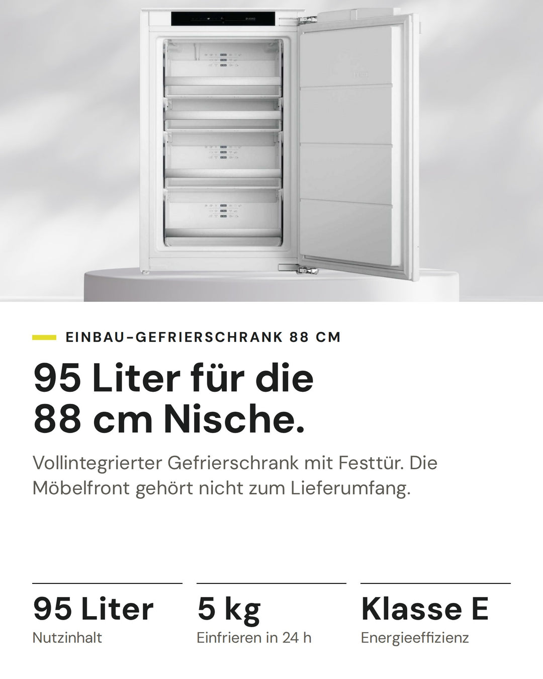 ASKO Gefrierschrank FN 30931 I auf einen Blick: Nutzinhalt 95 Liter, Einfrieren in 24 h 5 kg, Energieeffizienz Klasse E