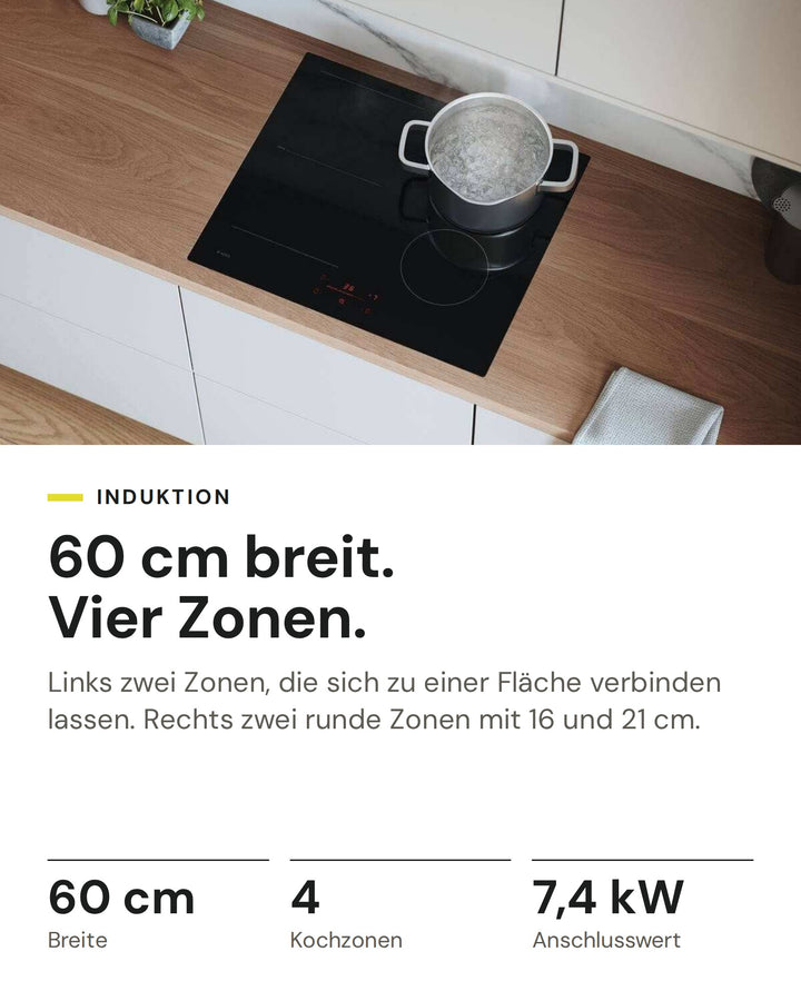 ASKO Induktionskochfeld HI 2642 FBG1 auf einen Blick: Breite 60 cm, Kochzonen 4, Anschlusswert 7,4 kW