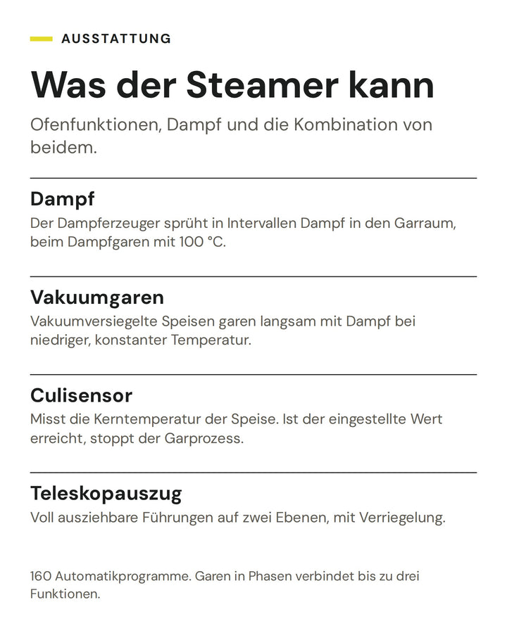 ASKO Kombisteamer OCS8478G: Dampf, Vakuumgaren, Culisensor, Teleskopauszug