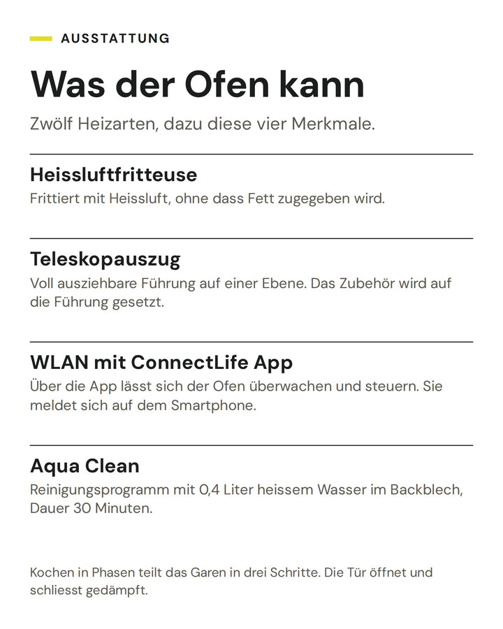 ASKO Backofen OT 26 BGH: Heissluftfritteuse, Teleskopauszug, WLAN mit ConnectLife App, Aqua Clean