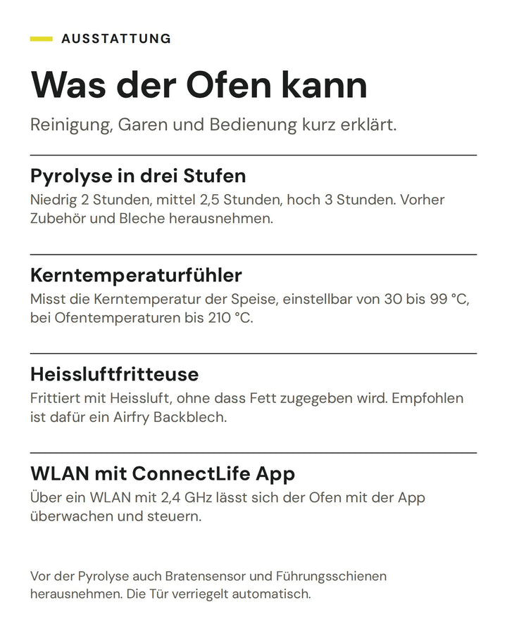 ASKO Backofen OTP 26 BGH: Pyrolyse in drei Stufen, Kerntemperaturfühler, Heissluftfritteuse, WLAN mit ConnectLife App