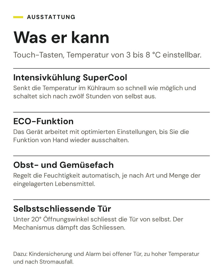 ASKO Kühlschrank R 31042 EI: Intensivkühlung SuperCool, ECO-Funktion, Obst- und Gemüsefach, Selbstschliessende Tür