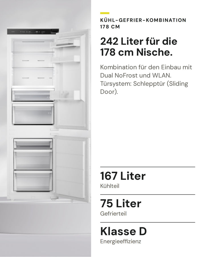 ASKO Kühl-Gefrier-Kombination RBC 276 SND1 auf einen Blick: Kühlteil 167 Liter, Gefrierteil 75 Liter, Energieeffizienz Klasse D