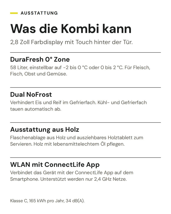 ASKO Kühl-Gefrier-Kombination RBC 576 DNC1: DuraFresh 0° Zone, Dual NoFrost, Ausstattung aus Holz, WLAN mit ConnectLife App