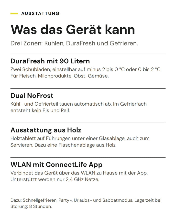ASKO Kühl-Gefrier-Kombination RBC 597 SND1: DuraFresh mit 90 Litern, Dual NoFrost, Ausstattung aus Holz, WLAN mit ConnectLife App