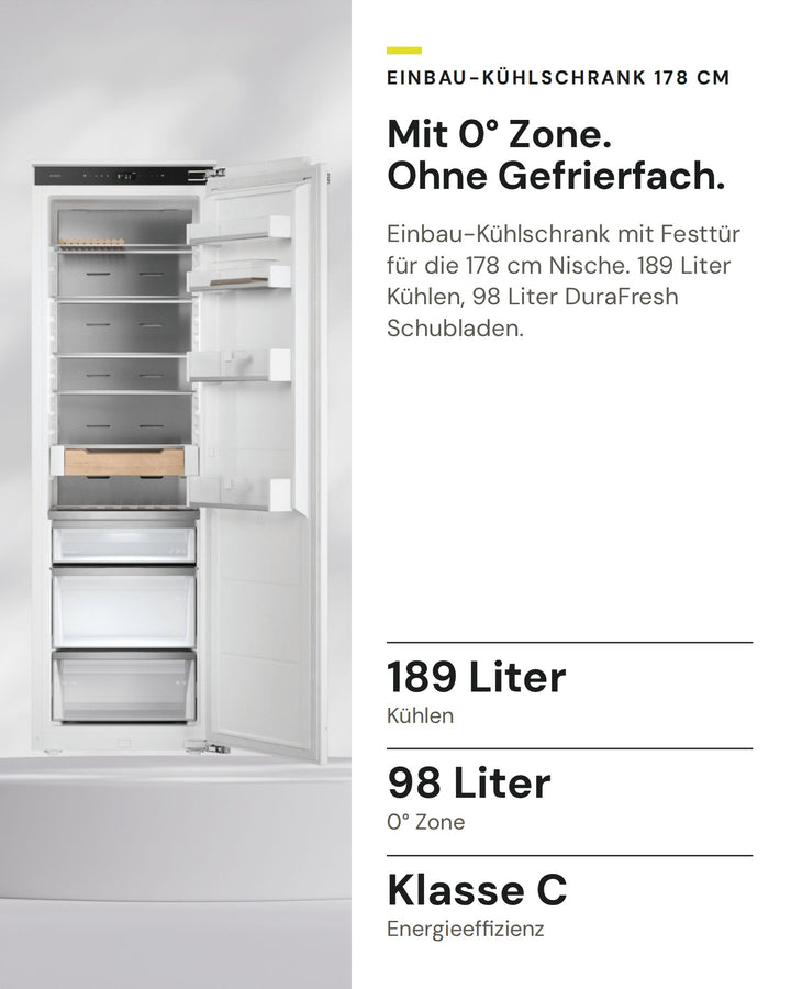 ASKO Kühlschrank RBR 576 DNC 1 auf einen Blick: Kühlen 189 Liter, 0° Zone 98 Liter, Energieeffizienz Klasse C