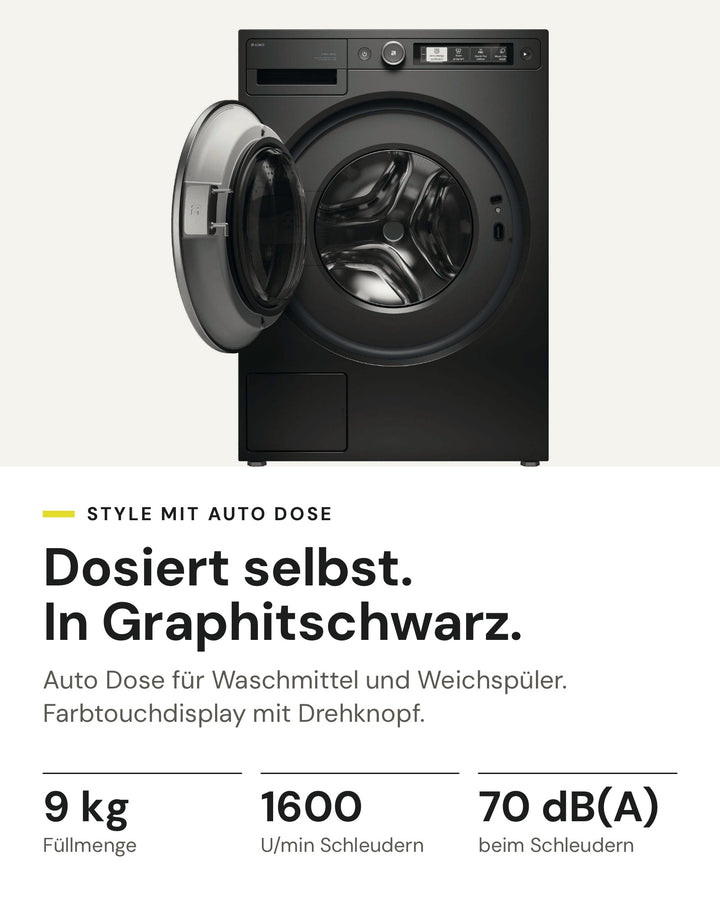 ASKO Waschmaschine W 5096R G auf einen Blick: 9 kg Füllmenge, 1600 U/min, 70 dB(A) beim Schleudern