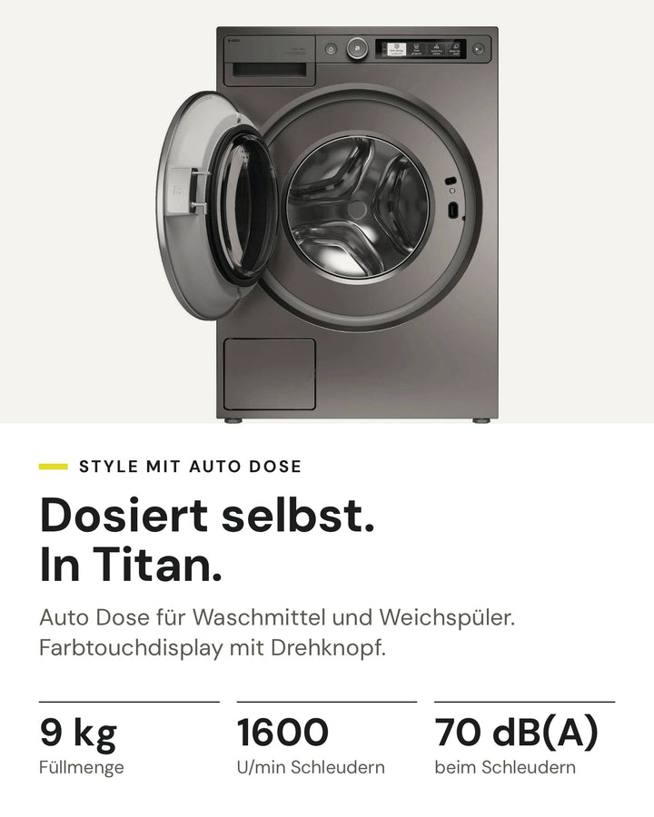 ASKO Waschmaschine W 5096R T auf einen Blick: 9 kg Füllmenge, 1600 U/min, 70 dB(A) beim Schleudern