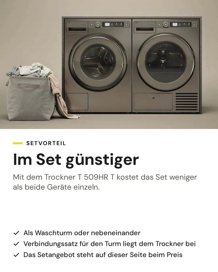 Setvorteil: ASKO Waschmaschine W 5096R T im Set mit dem Wäschetrockner T 509HR T günstiger als einzeln, als Waschturm oder nebeneinander
