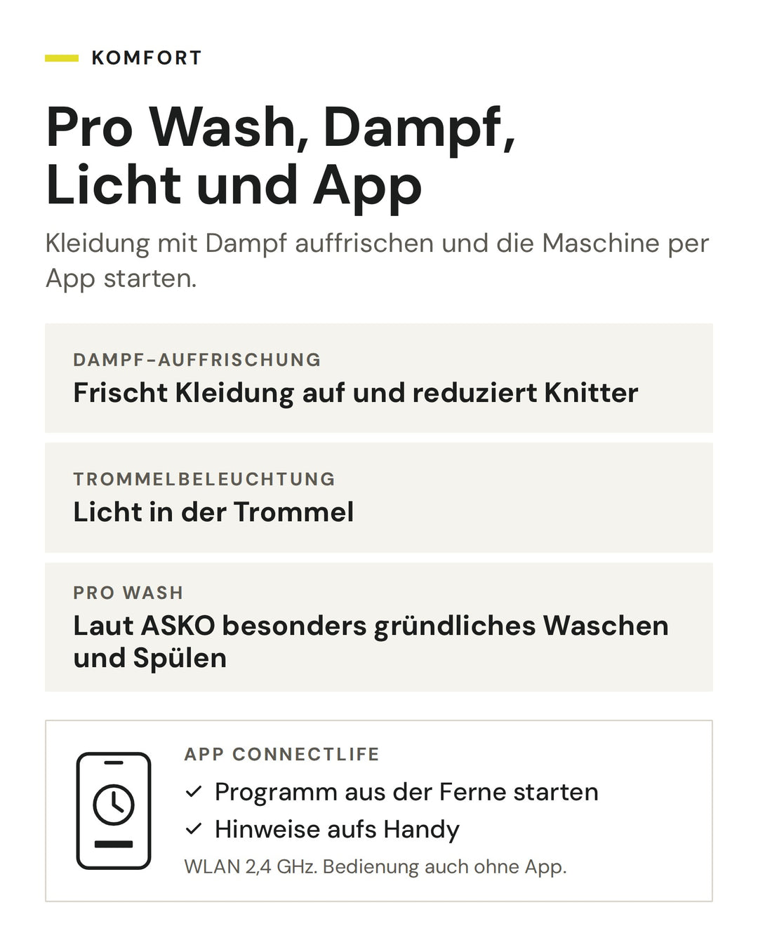 ASKO Waschmaschine Style+ mit Pro Wash, Dampf-Auffrischung, Trommelbeleuchtung und App ConnectLife