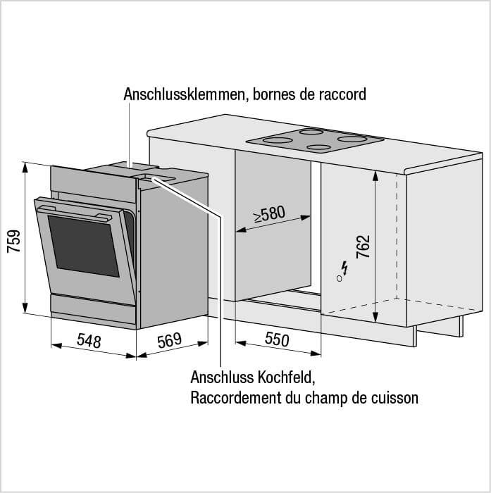 Masszeichnung Herd C 554-1 N